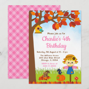 Herbstfall Girl Scarecrow Geburtstag Einladung