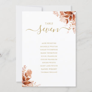 Herbstfall Gold-Sitzplan-Tischnummer