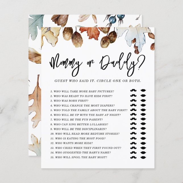 Herbstfall Mommy oder Daddy Baby Shower in der Lie (Vorne/Hinten)