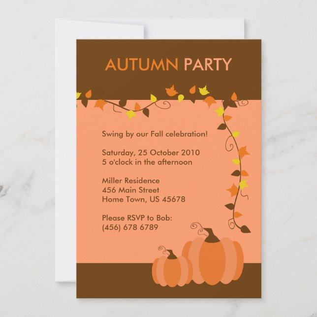 Herbstfall-Party Einladung (Vorderseite)