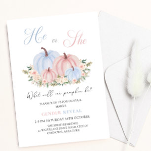 Herbstfall Pumpkin Baby Gender Reveal Einladung