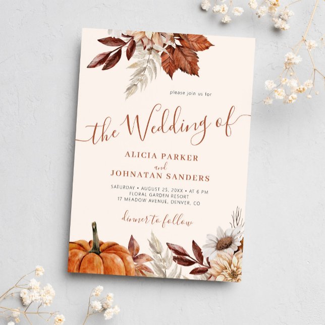 Herbstfall QR Code boho botanische Hochzeit Einladung (Von Creator hochgeladen)