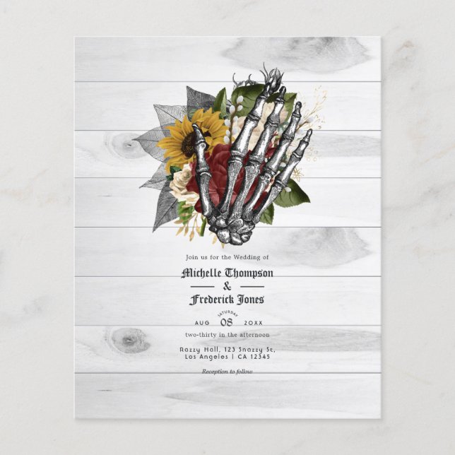 Herbstfall Rustikale florale gotische Hochzeit Ein Flyer (Vorne)