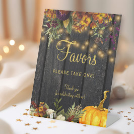 Herbstfall rustikale Gastgeschenke Hochzeit Sockelschild