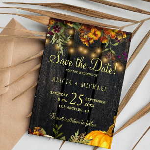 Herbstfall rustikale Holzhochzeit Save The Date