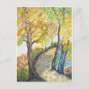 Herbstfall Tree Blätter Kunstmalerei Ziel Postkarte