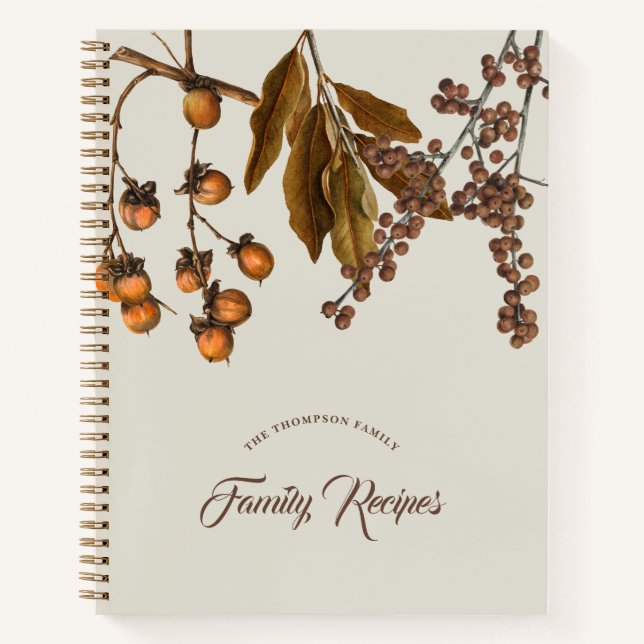 Herbstfall Wasserfarbe Foliage Erntedank Rezept Notizbuch (Vorderseite)