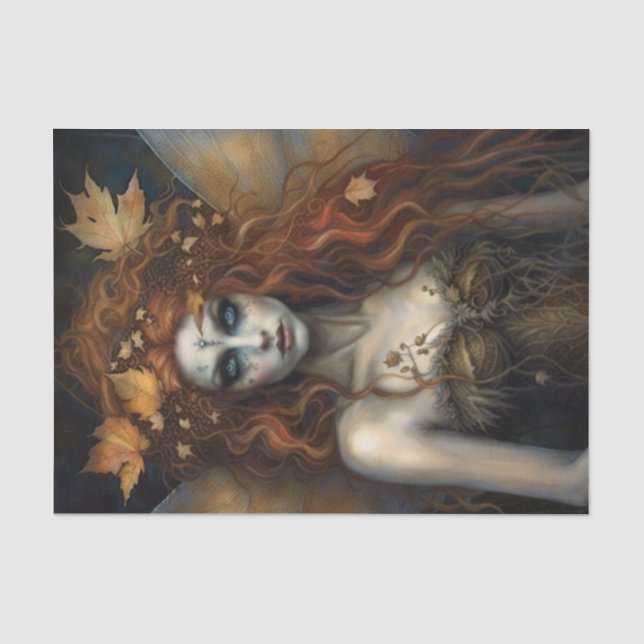 Herbstfall Woodland Gothic Fairy Decoupage Seidenpapier (Vorderseite)