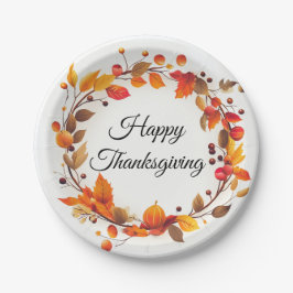 Herbstfall Wreath glückliche Thanksgiving-Papier-T Pappteller