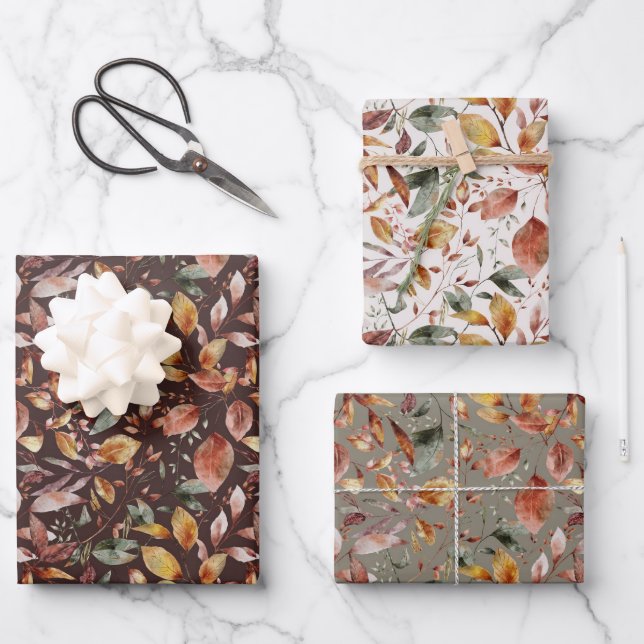 Herbstfallen Ahorn-Blätter, die Papierblätter umbl Geschenkpapier Set (Vorderseite)