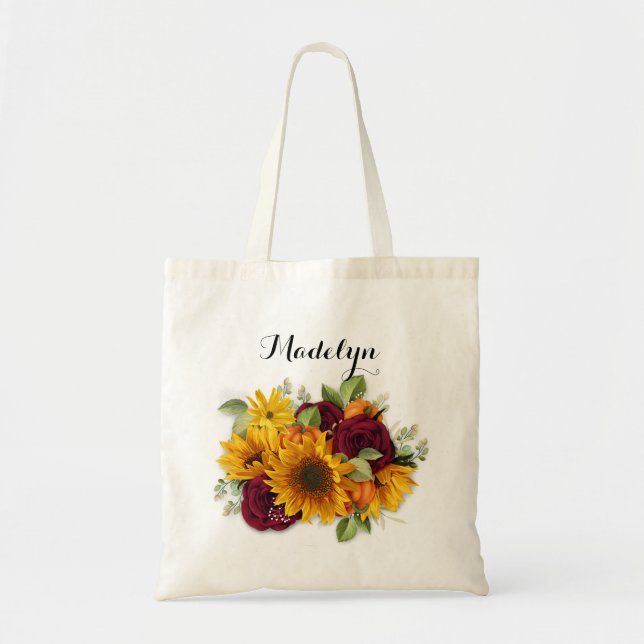 Herbstfallen Folien mit Bridesmaid-Flaggen Tragetasche (Vorne)