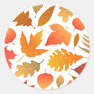 Herbstfallen - Gemütliches Leaf-Muster Runder Aufkleber