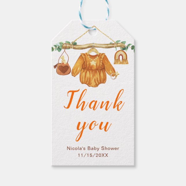 Herbstfallen Kleidung Linie Girl Babydusche Geschenkanhänger (Vorderseite)