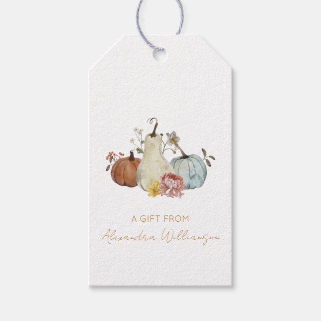 Herbstfallen Pumpkins Personalisierter Name ein Ge Geschenkanhänger (Vorderseite)