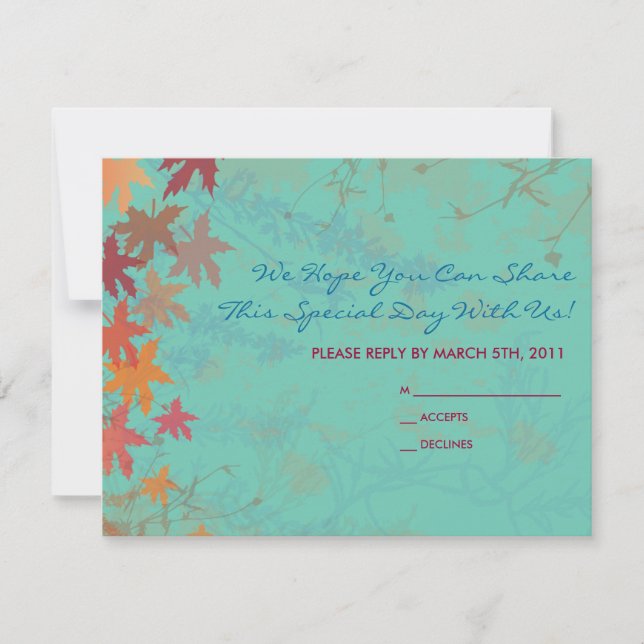 Herbstfallende Blätter Bat Mitzvah REPLY CARD RSVP Karte (Vorderseite)