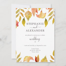 Herbstfallende Blätter mit QR-Code Einladung