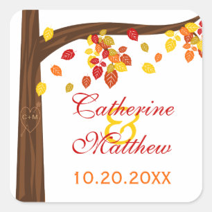 Herbstfallende Blätter Save the Date Sticker