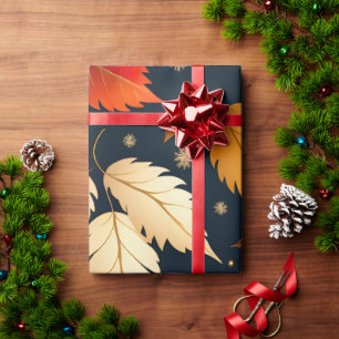 Herbstfallendes Blätter Orange Retro Muster Geschenkpapier