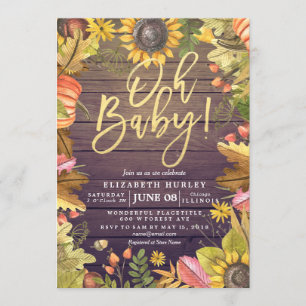 Herbstfallkarte Blätter Pumpkin Baby Duschkarten Einladung