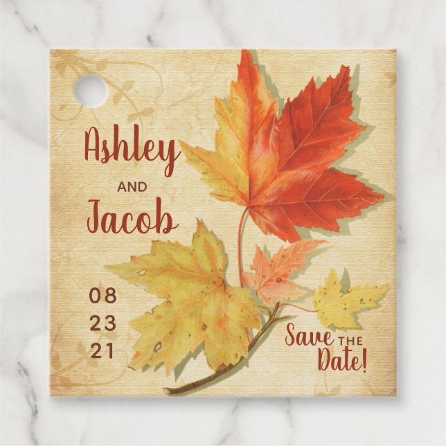 Herbstfallmaple-Blätter Hochzeiten speichern das D Geschenkanhänger (Vorderseite)