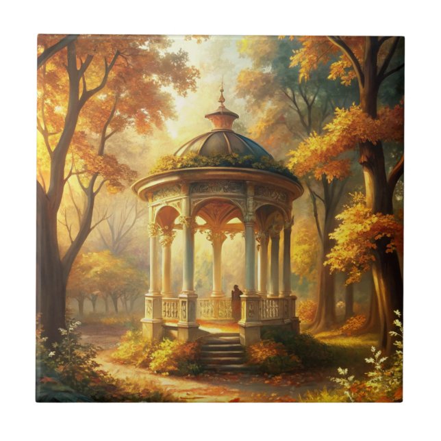 Herbstfallszene mit Gazebo Fliese (Vorderseite)