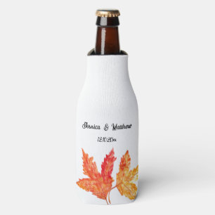 Herbstfällt Orange Blätter Wasserfarbenhochzeit Flaschenkühler