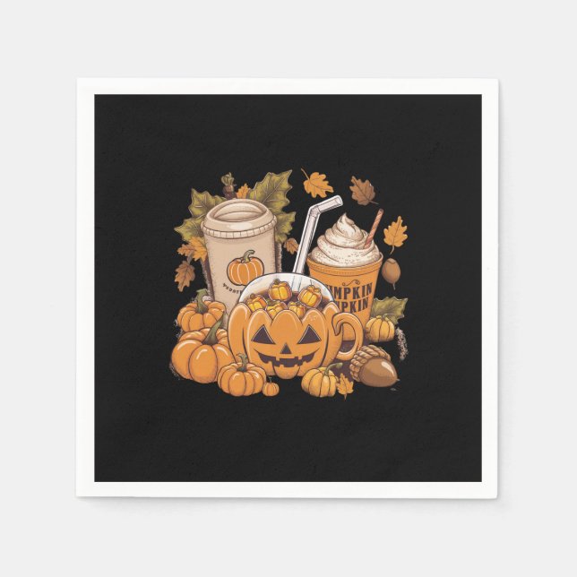 Herbstfamilie Halloween Erntedank Niedlich Herbst Serviette (Vorderseite)