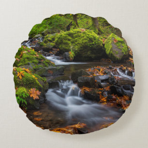 Herbstfarbe entlang der Starvation Creek Falls Rundes Kissen