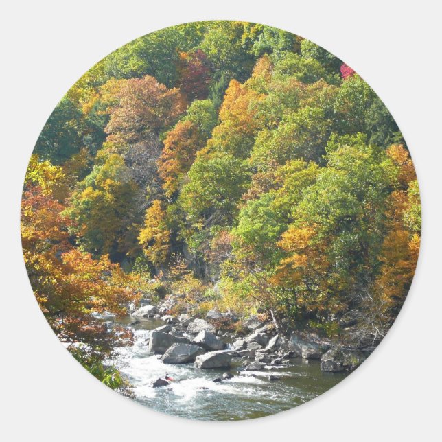 Herbstfarbe im Ohiopyle Staat Park Runder Aufkleber (Vorderseite)