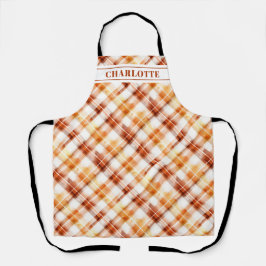 Herbstfarbe Orange Kariert Personalisiert Schürze