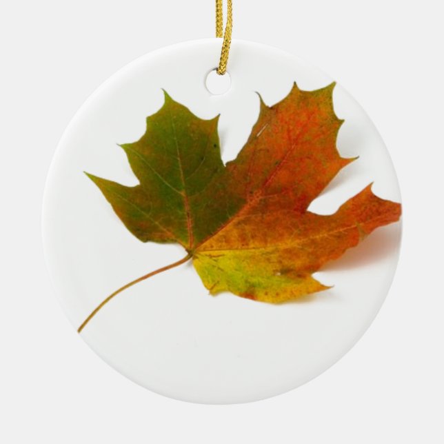 Herbstfarben-Ahorn-Blatt Keramik Ornament (Vorne)