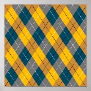 Herbstfarben-Argyle-Geometrie-Karomuster Poster