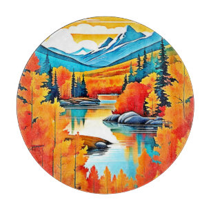 Herbstfarben Aussicht auf Berge Schneidebrett