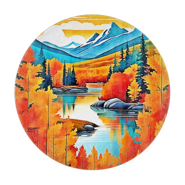 Herbstfarben Aussicht auf Berge Schneidebrett (Vorderseite)