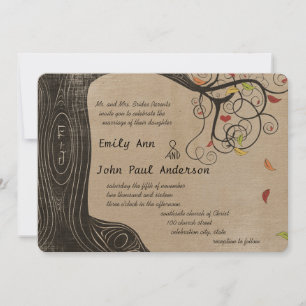 Herbstfarben Baumstoff Texturpapier Hochzeit Einladung