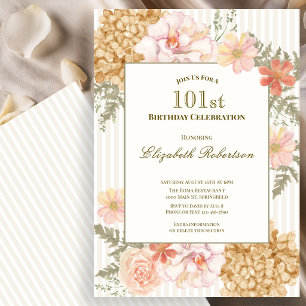 Herbstfarben Blumen 101. Geburtstagseinladung Einladung