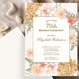 Herbstfarben Blumen 70. Geburtstagseinladung Einladung