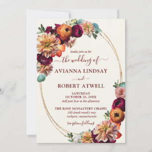 Herbstfarben Burgundy Orange Blush Wedding Invita Einladung