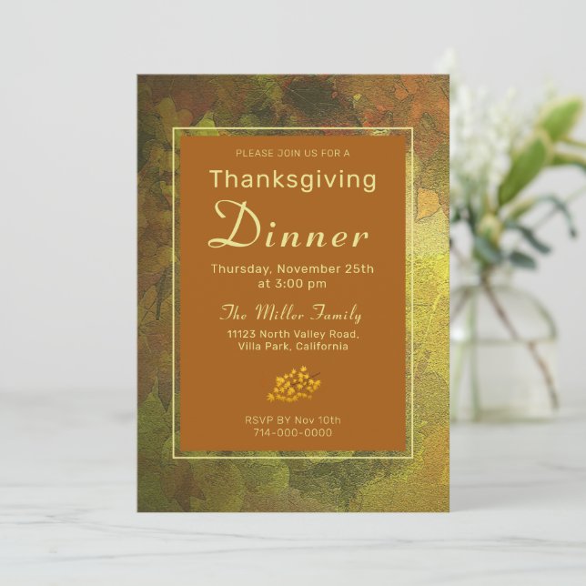 Herbstfarben Erntedank Abendessen Einladung (Stehend Vorderseite)