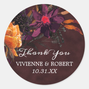 Herbstfarben Gastgeschenk Hochzeit Vielen Dank Runder Aufkleber