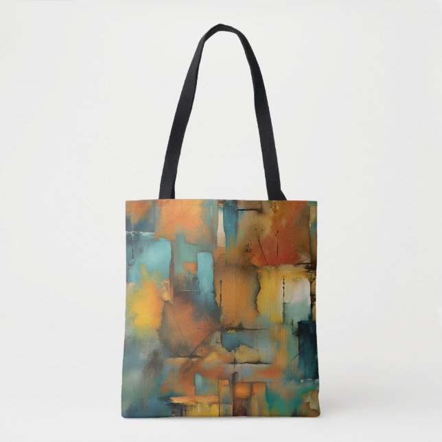 Herbstfarben, geometrische Grundierfarbe abstrakt Tasche (Vorderseite)