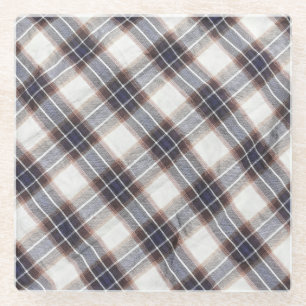 Herbstfarben Gingham Ökologische Baumwolle Glasuntersetzer