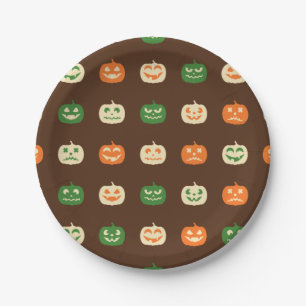 Herbstfarben Halloween-Kürbismuster Pappteller