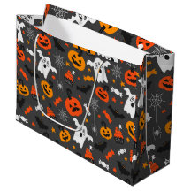 Herbstfarben Halloween-Symbolmuster auf dunkelgrau
