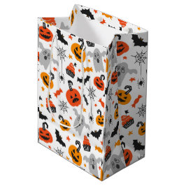 Herbstfarben Halloween-Symbolmuster Mittlere Geschenktüte