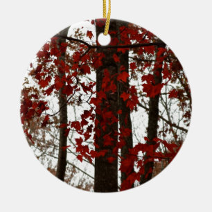 Herbstfarben-Herbst-Baum-rotes kanadisches Keramik Ornament