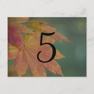 Herbstfarben Hochzeitsfeier Tischnummer