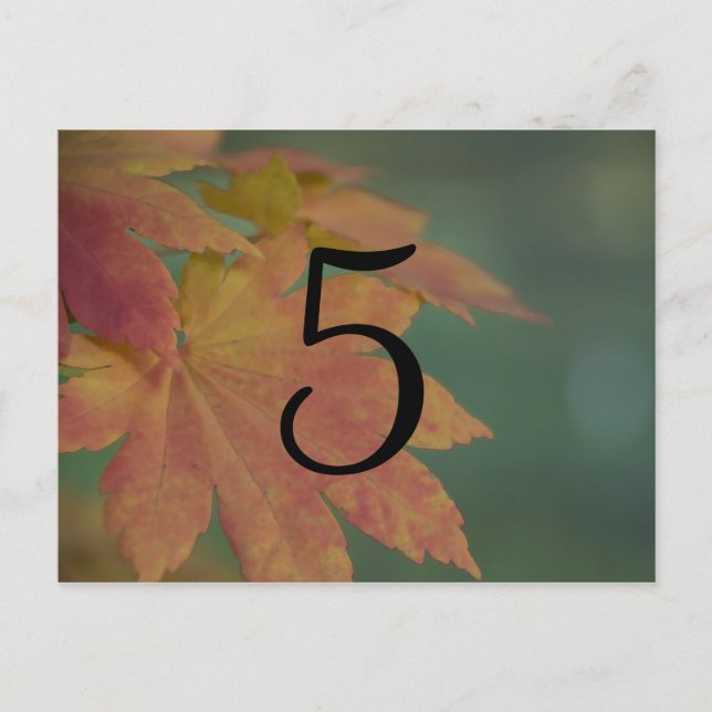 Herbstfarben Hochzeitsfeier Tischnummer (Vorderseite)