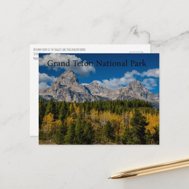 Herbstfarben im Grand Teton Nationalpark Postkarte (Vorderseite/Rückseite Beispiel)
