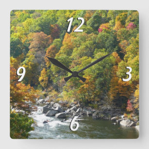 Herbstfarben im Ohiopyle State Park Quadratische Wanduhr
